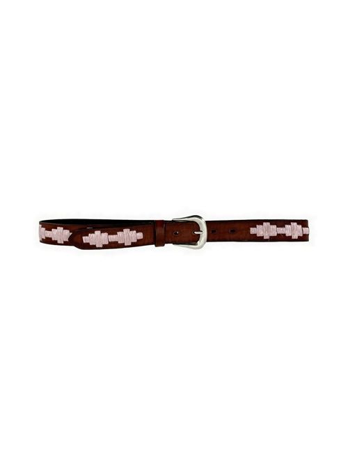 Women's belt in Arrone leather with pink raffia details Puntovita & Arsenice | PV912MARRONEROSA